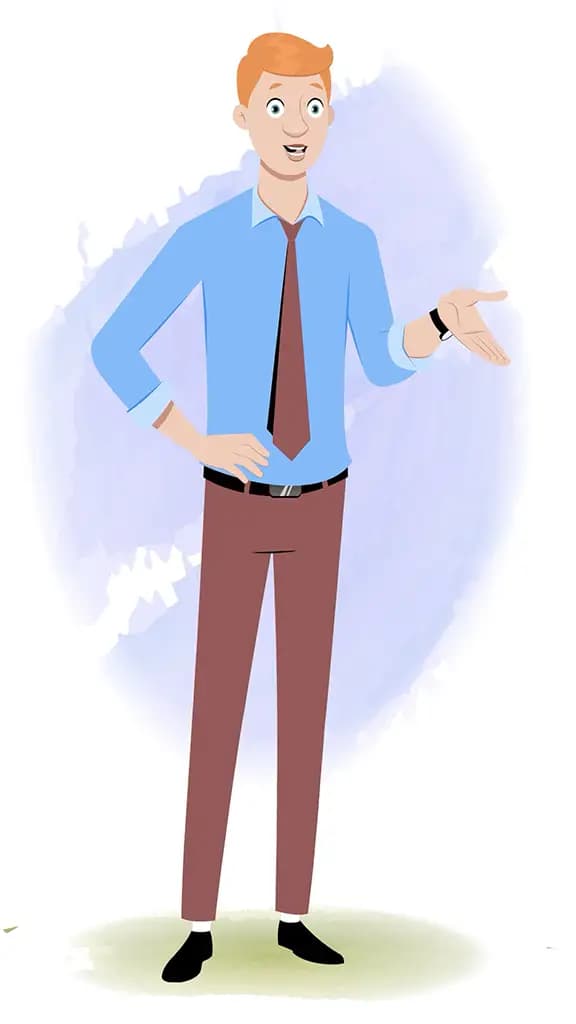 An office employee talking animated cartoon character AKA Kevin