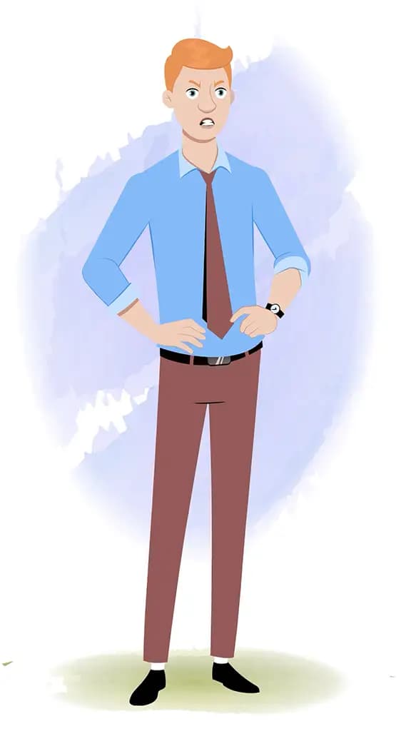 An angry office employee animated cartoon character AKA Kevin 3/4