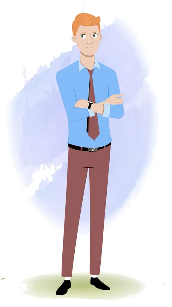 An annoyed office employee animated cartoon character AKA Kevin 3/4