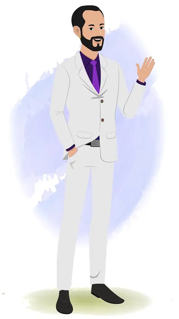 A businessman saying hello animated cartoon character aka jonathan 3/4