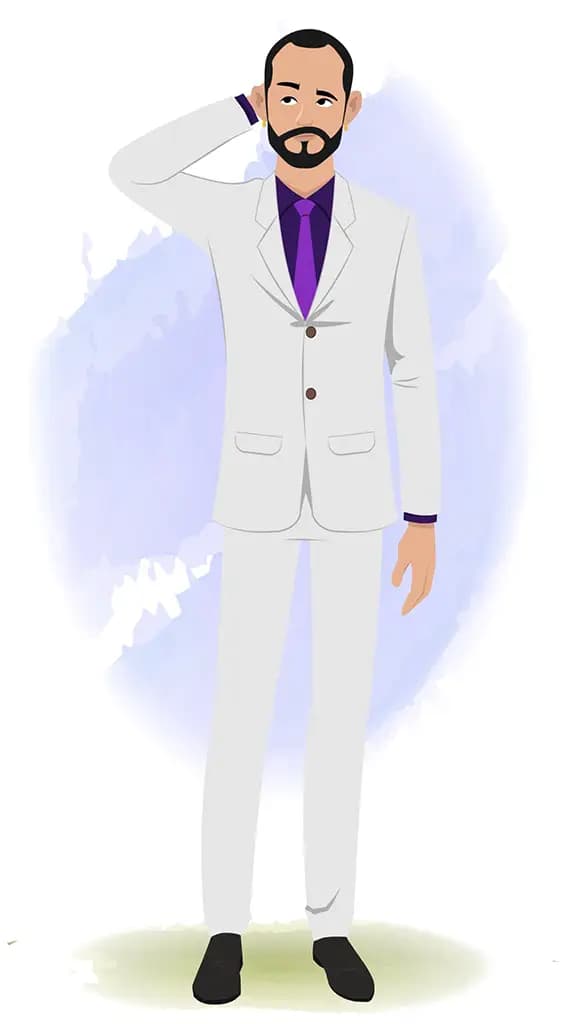 A confused businessman animated cartoon character aka Jonathan