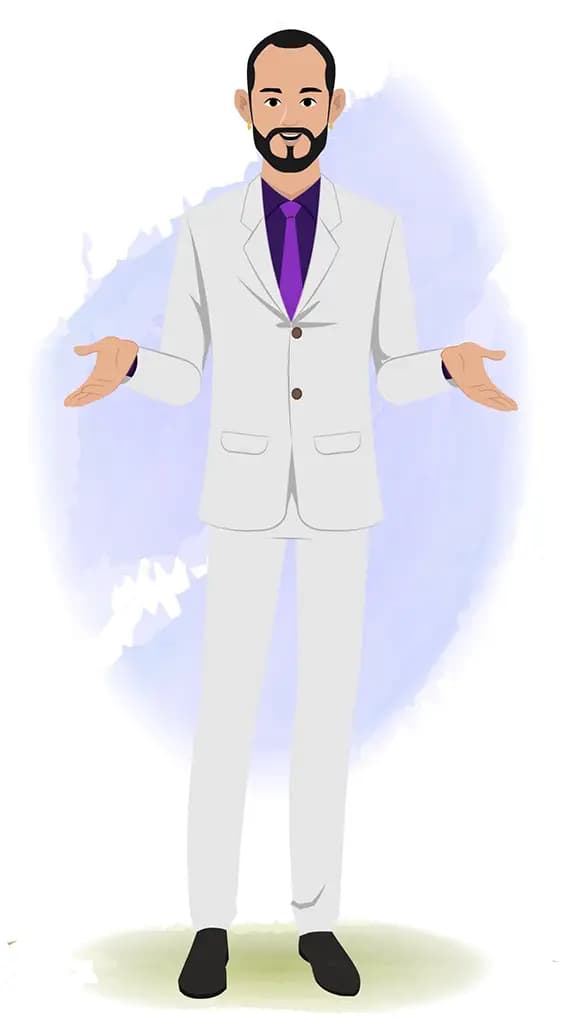 A businessman talking animated cartoon character aka Jonathan