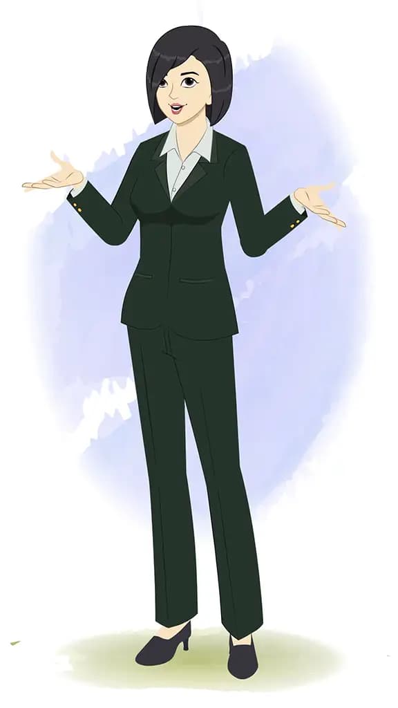 A business woman talking animated cartoon character aka ariya 3/4