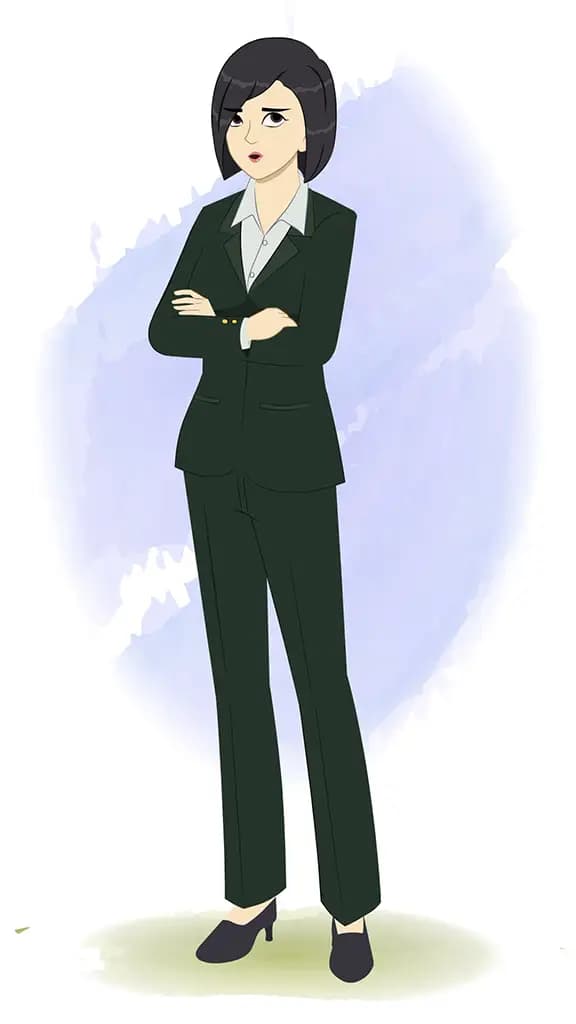 An annoyed business woman animated cartoon character aka ariya 3/4