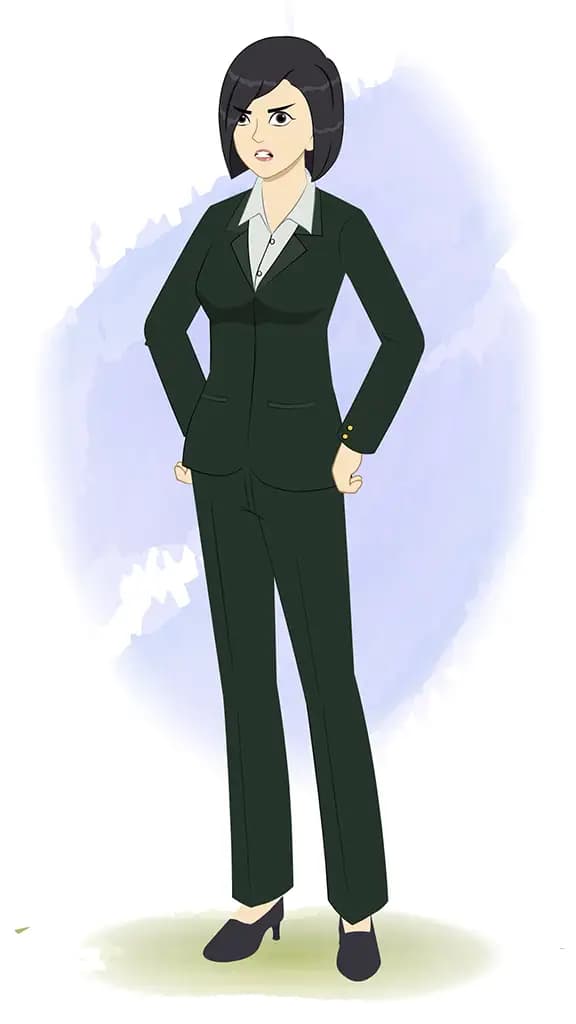 An angry business woman animated cartoon character aka ariya 3/4