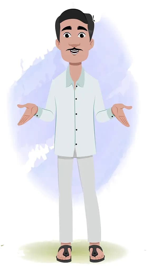 An Indian man talking animated cartoon character aka ram chandra