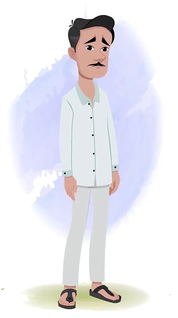 An Indian sad man animated cartoon character aka ram chandra 3/4