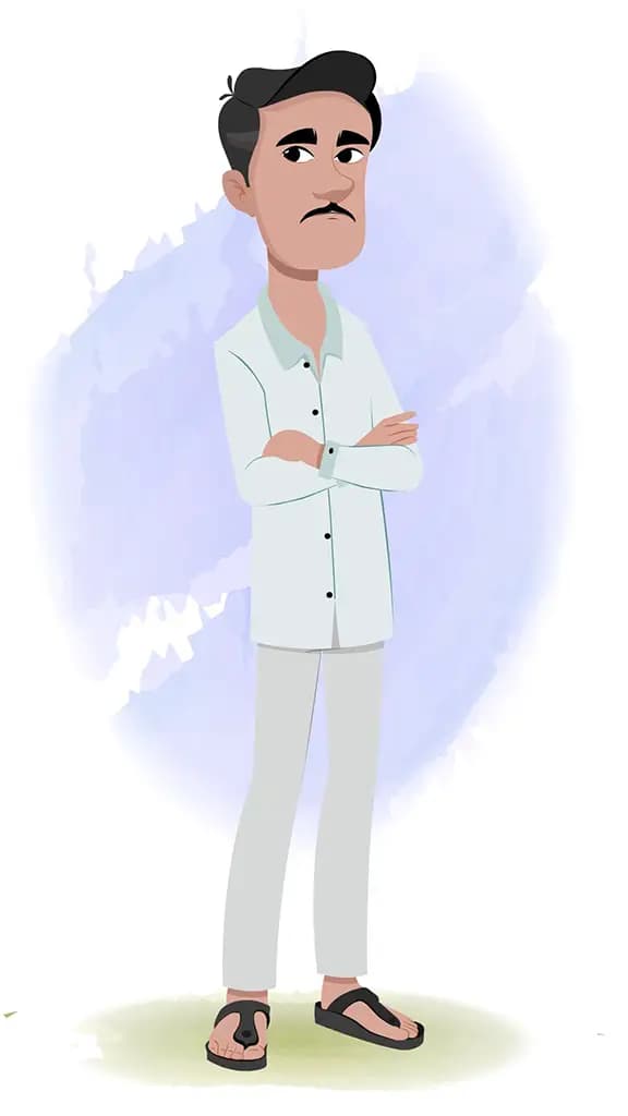 An annoyed Indian man animated cartoon character aka ram chandra 3/4