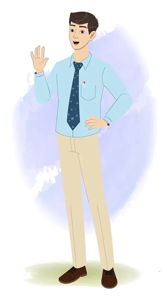 An office worker talking animated cartoon character aka Jake 3/4