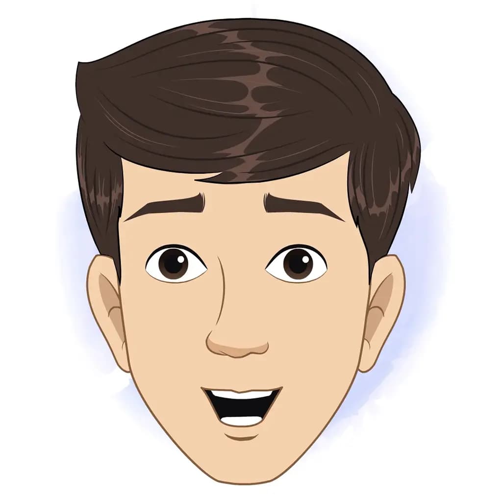 An office worker animated cartoon face with different facial expressions aka Jake