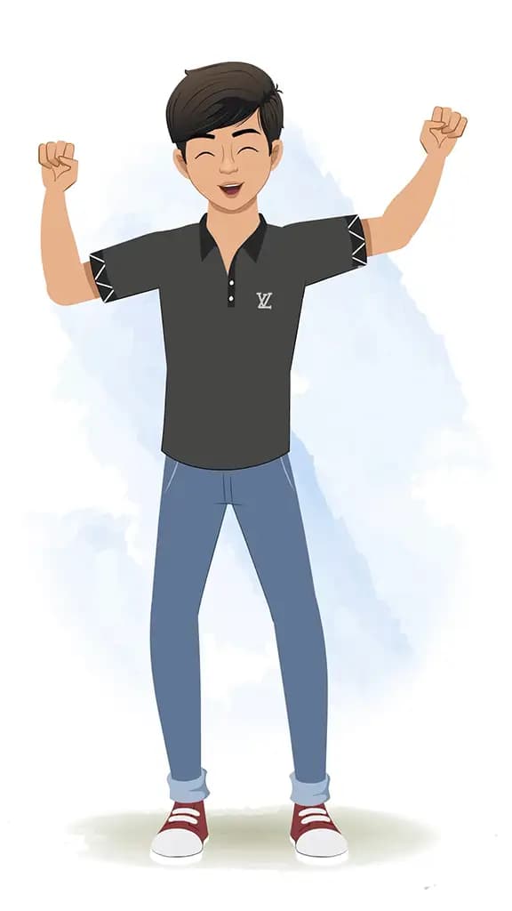 An Indian teenage boy dancing animated cartoon character aka mannu