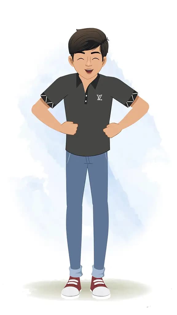 An Indian teenage boy dancing animated cartoon character aka mannu