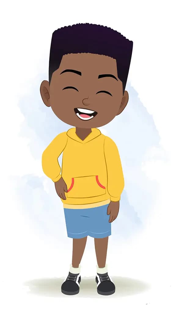 A black boy dancing animated cartoon character aka uzi