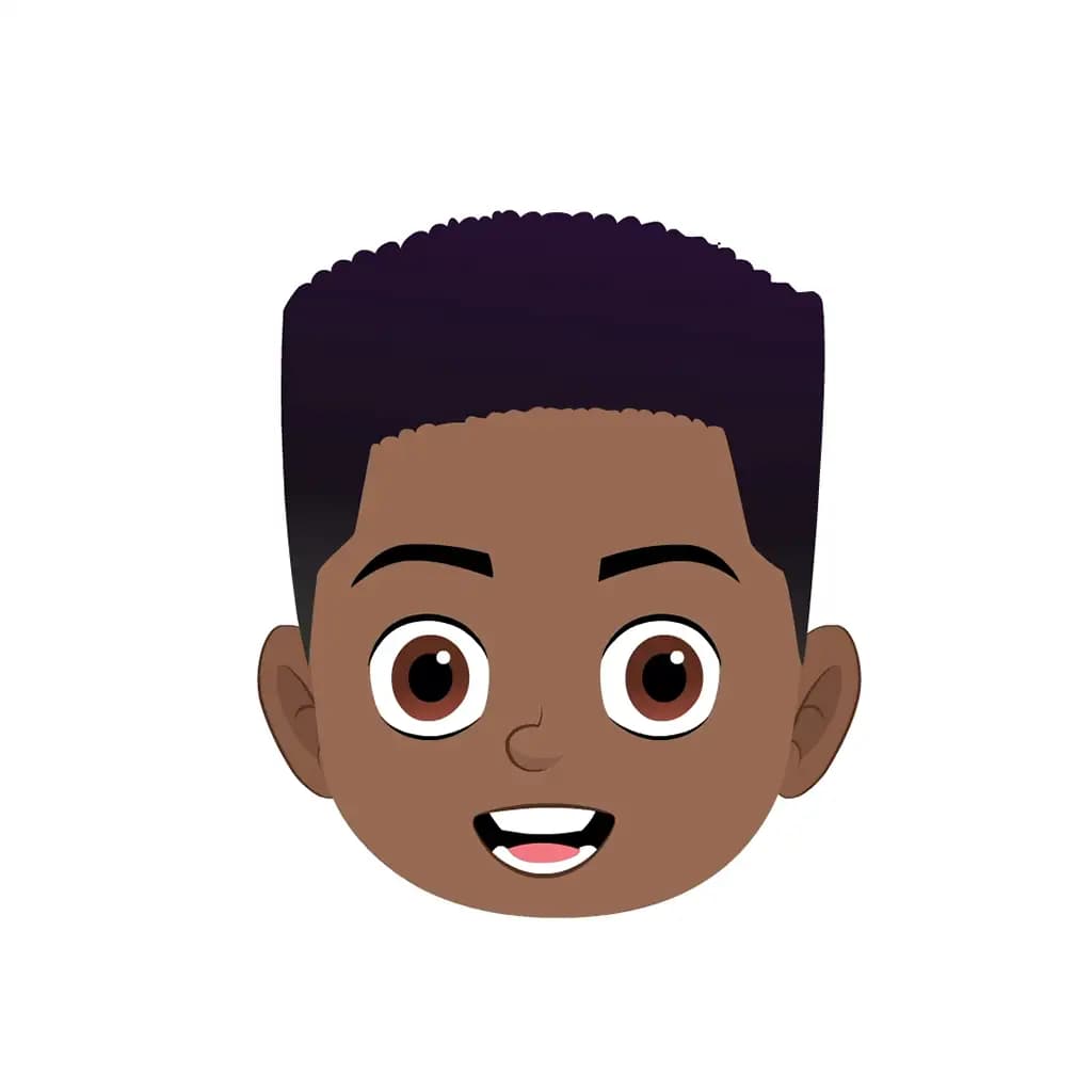 A black boy animated cartoon face with different facial expressions aka uzi