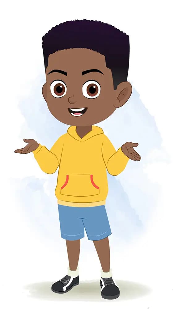A black boy talking animated cartoon character aka uzi 3/4