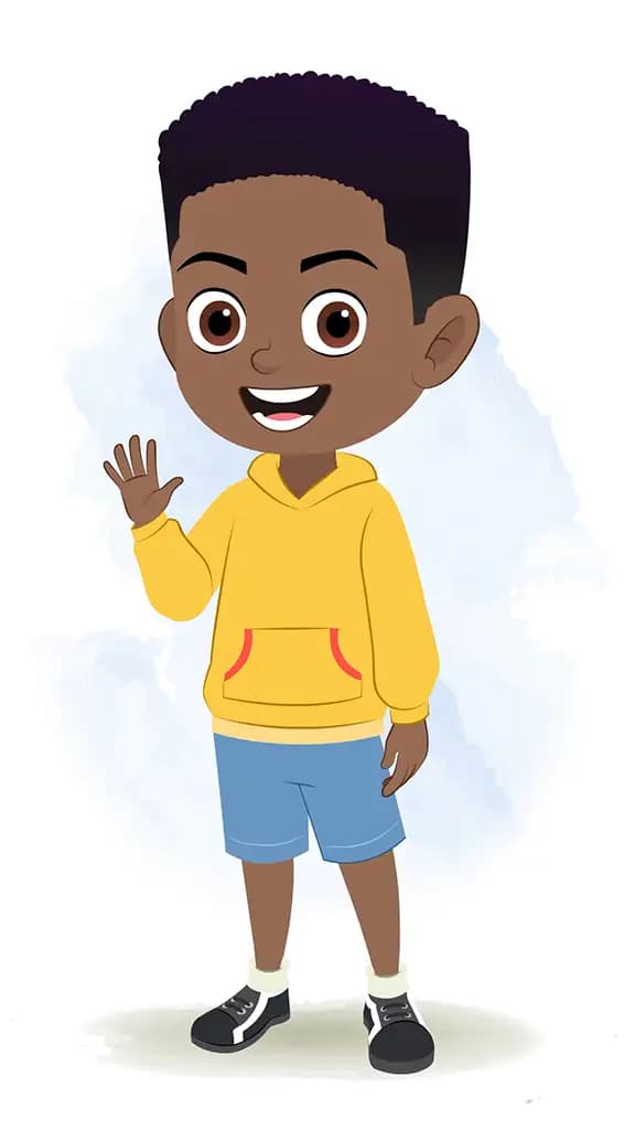A black boy saying hello animated cartoon character aka uzi