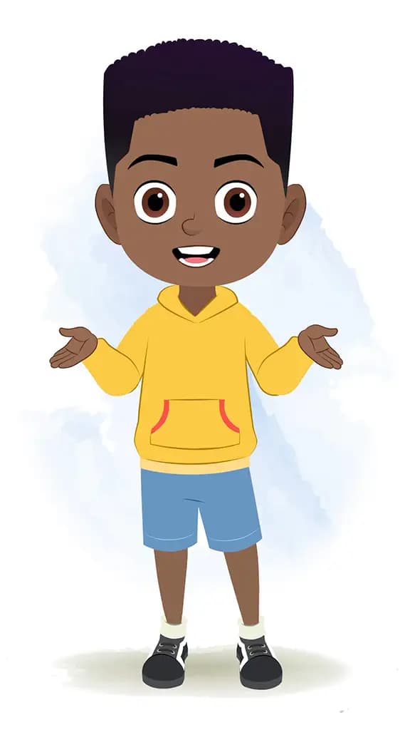 A black boy talking animated cartoon character aka uzi