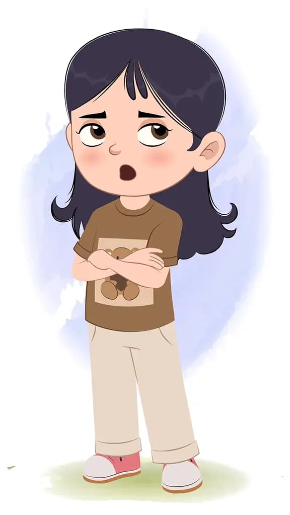 A little annoyed girl animated vector cartoon character aka sai