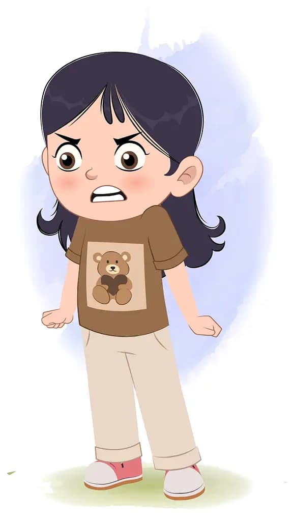 A little angry girl animated vector cartoon character aka sai