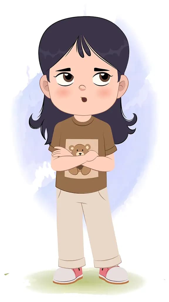 An annoyed girl animated vector cartoon character aka sai