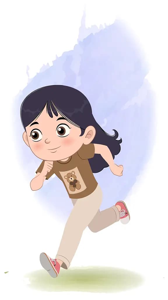 A little girl running animated vector cartoon character AKA Sai