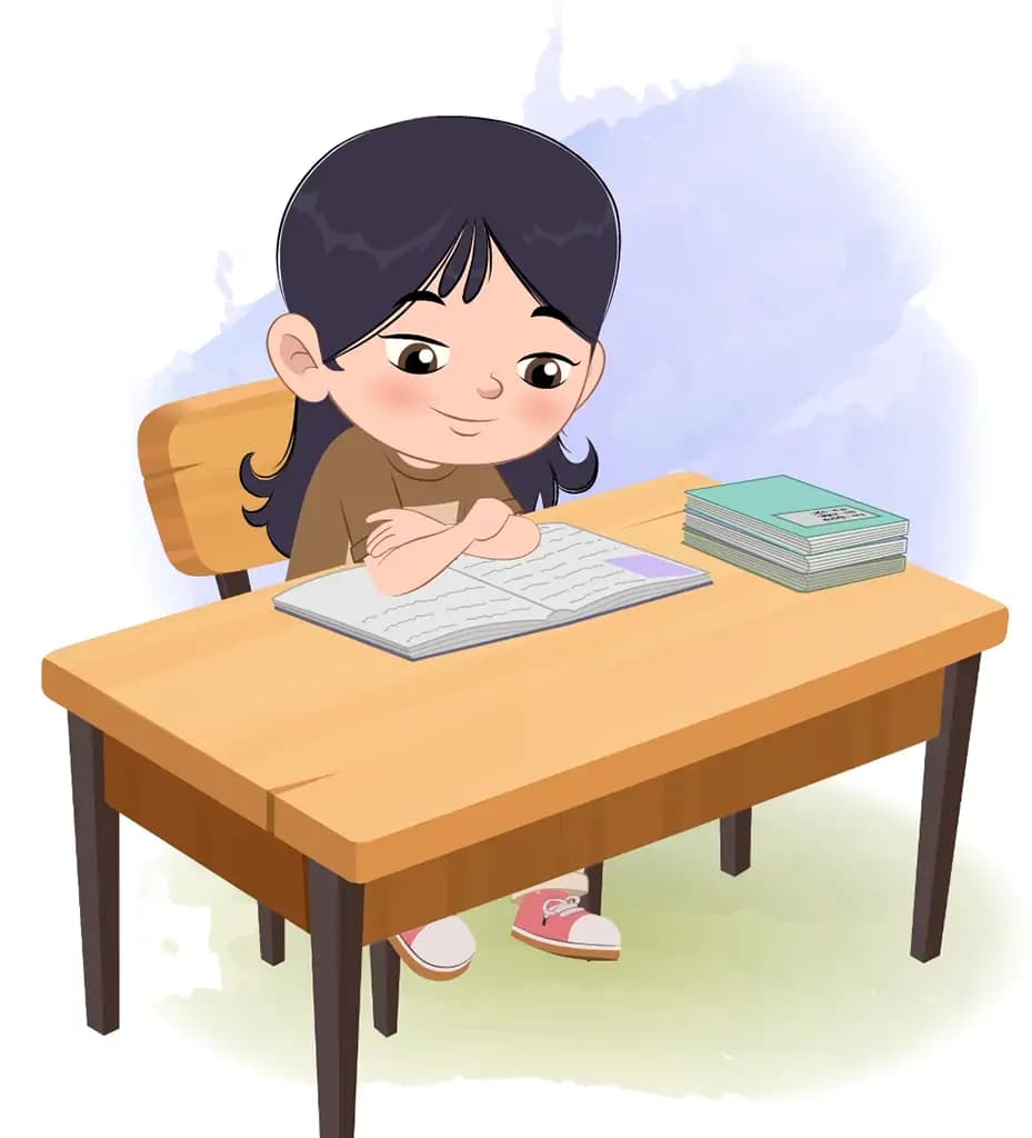 A little girl reading animated vector cartoon character aka sai