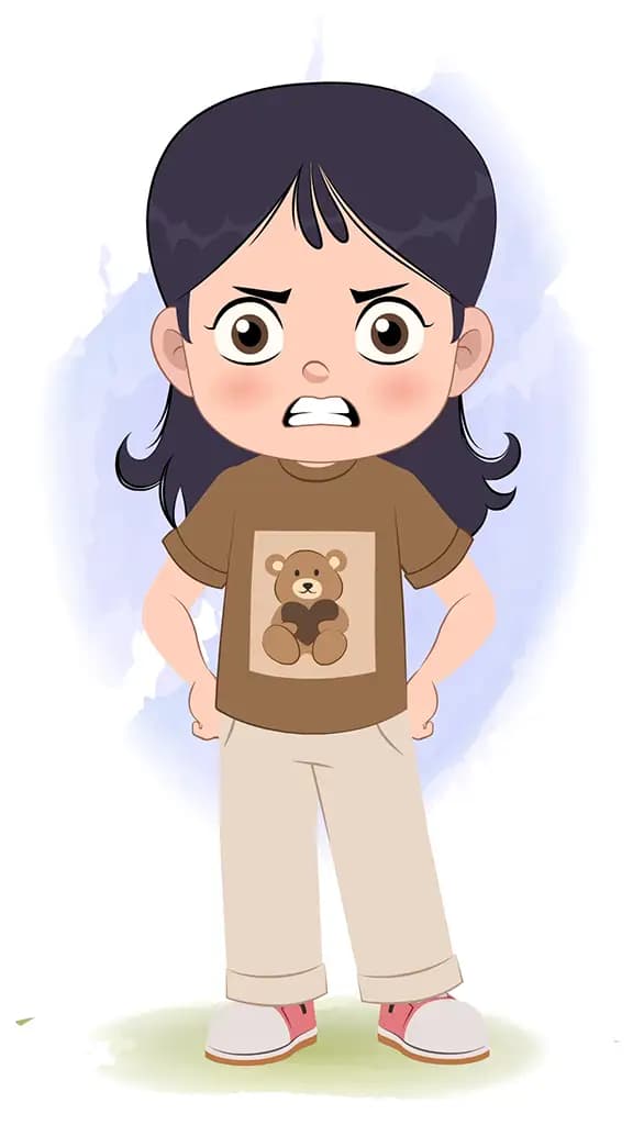 A angry girl animated vector cartoon character aka sai