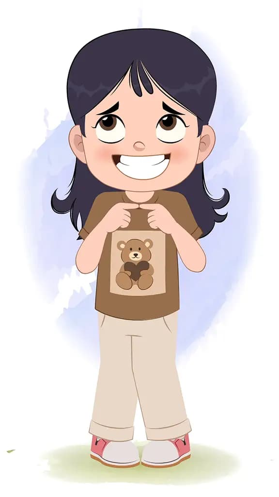 A nervous girl animated vector cartoon character aka sai