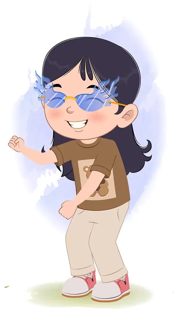 A little girl dancing animated vector cartoon character aka sai