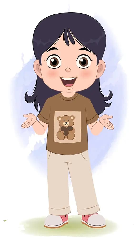 A girl talking animated vector cartoon character AKA sai