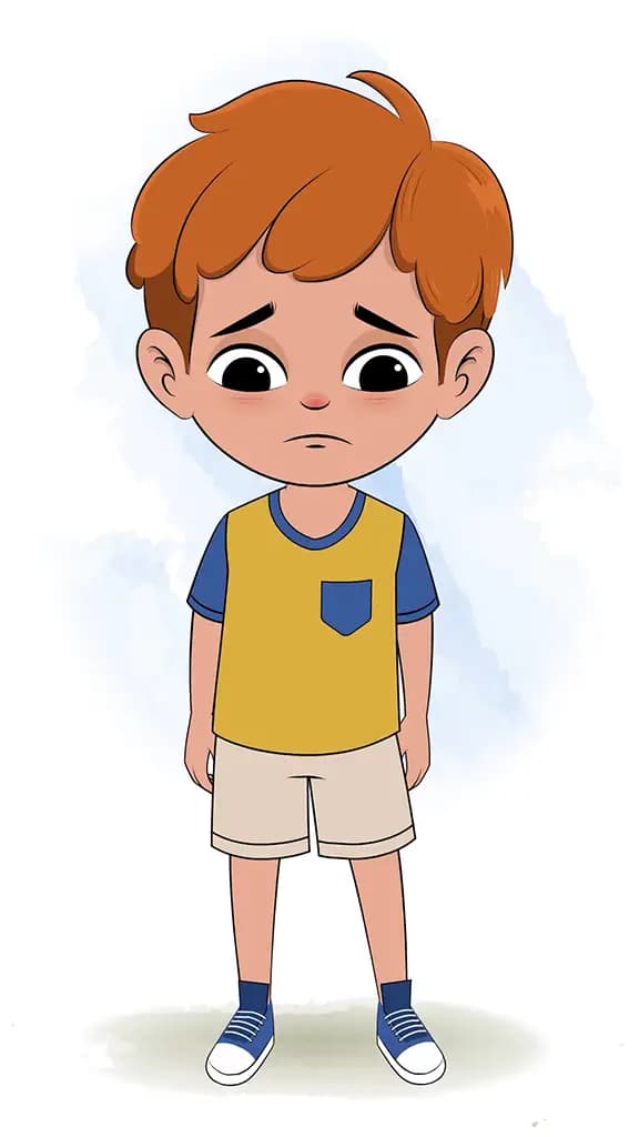 A red hair sad boy animated cartoon character aka leo