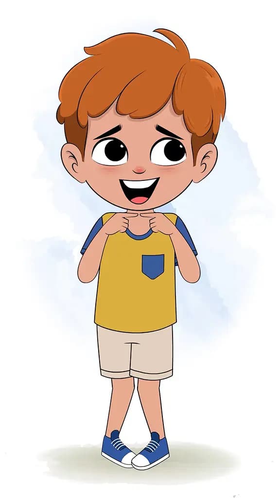 A nervous red hair boy animated cartoon character aka leo