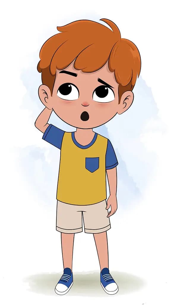 A confused red hair boy animated cartoon character aka leo