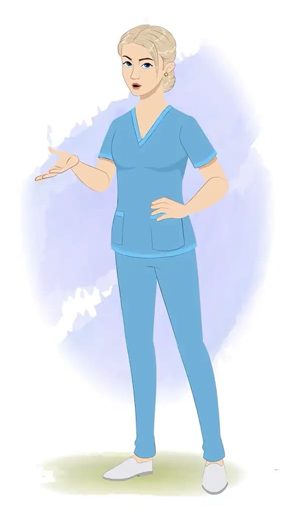 A beautiful female nurse talking animated cartoon character aka amy 3/4