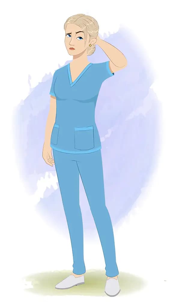 A beautiful female confused nurse animated cartoon character aka amy 3/4