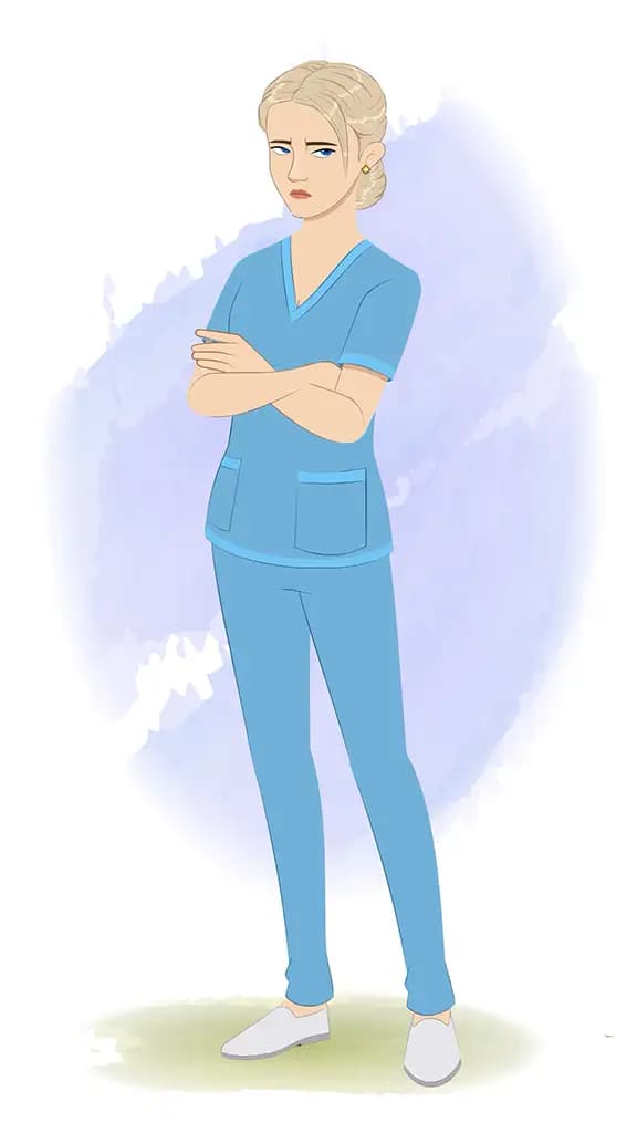 A beautiful female annoyed nurse animated cartoon character aka amy 3/4