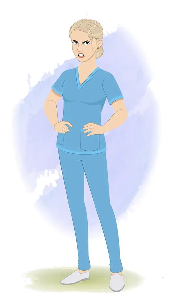 A beautiful female angry nurse animated cartoon character aka amy 3/4