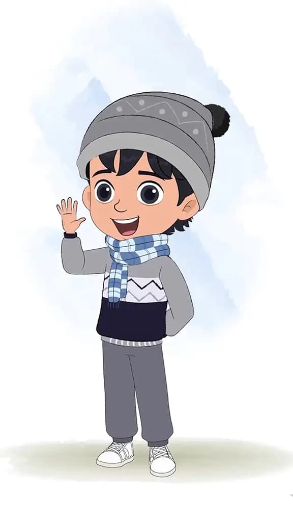 A little boy saying hello animated cartoon character aka ansh