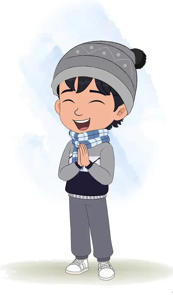 An Indian boy clapping animated cartoon character aka ansh