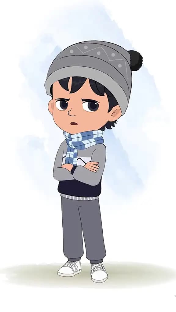 An annoyed Little boy animated cartoon character aka ansh 3/4