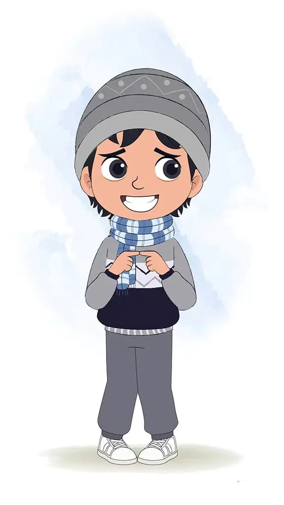 A little nervous boy animated cartoon character aka ansh