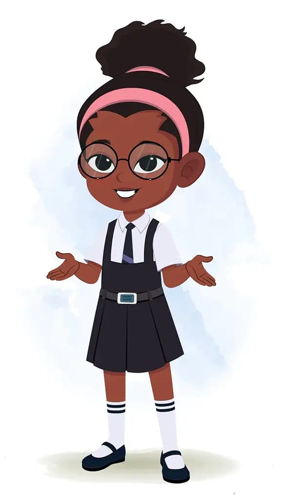 A cute black school girl talking animated cartoon character aka lavy 3/4