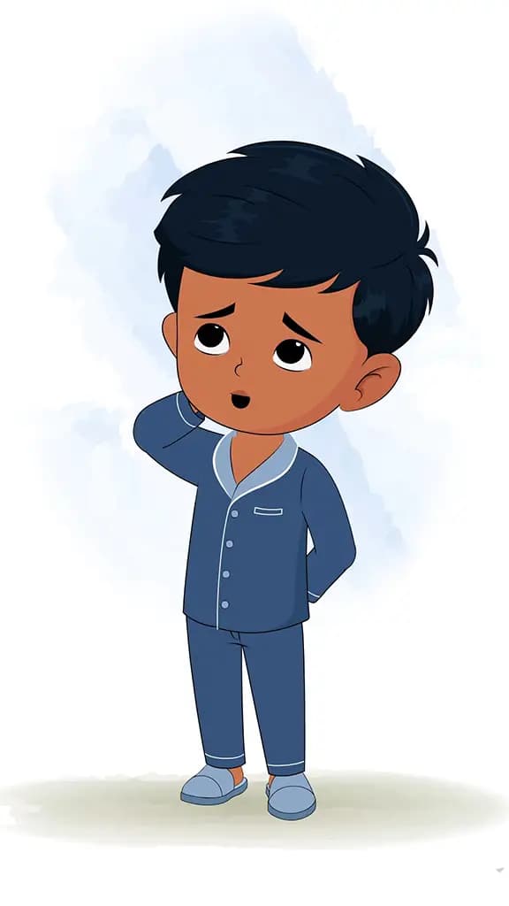 A confused Indian boy animated cartoon character aka arun 3/4