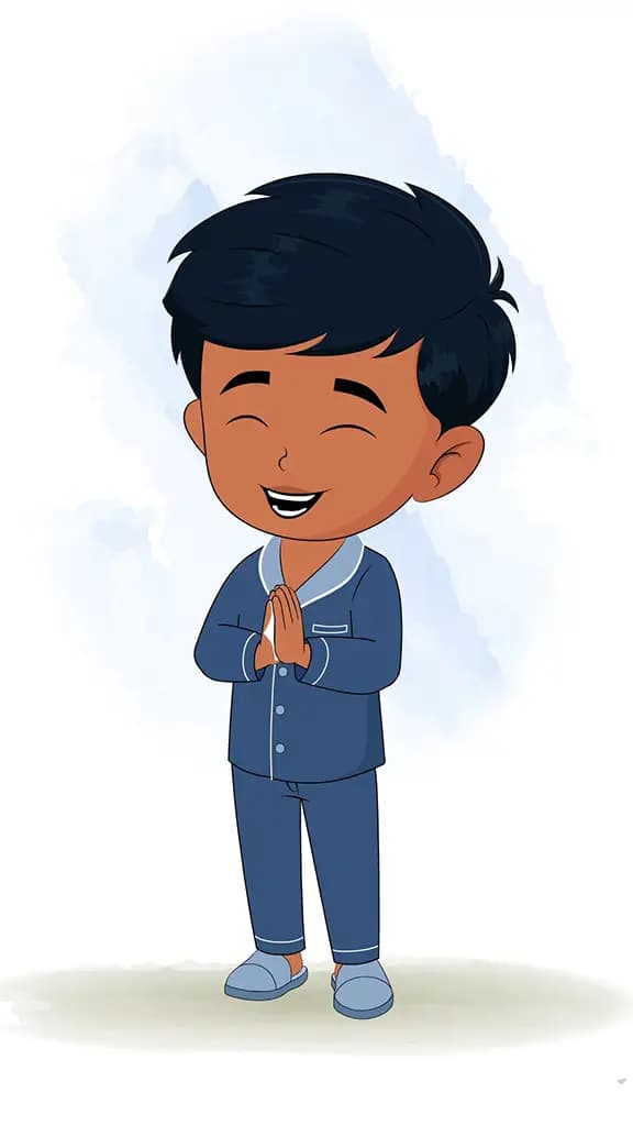 An Indian boy clapping animated cartoon character aka arun