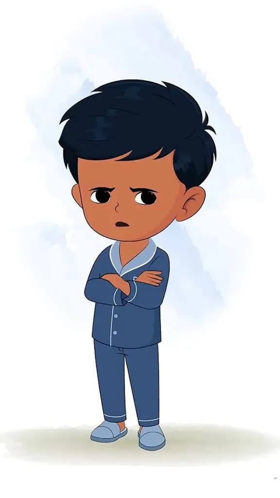 An annoyed Indian boy animated cartoon character aka arun 3/4