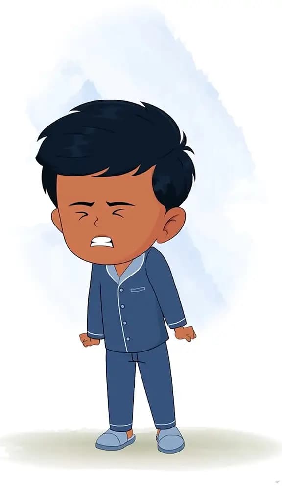 An angry Indian boy animated cartoon character aka arun 3/4