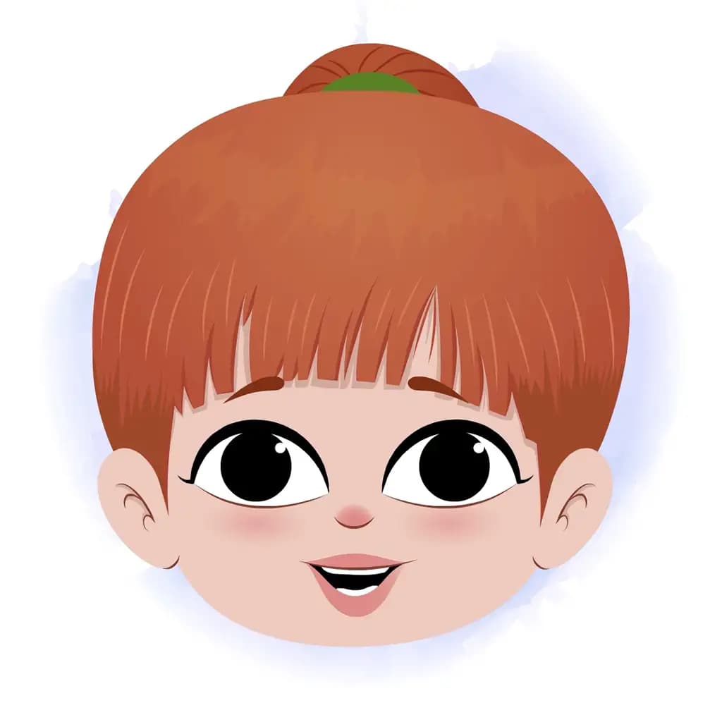 A cute little girl animated cartoon face with different facial expressions aka kathy