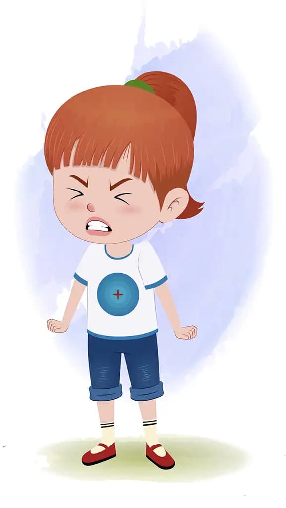 A cute little angry girl animated cartoon character aka kathy 3/4