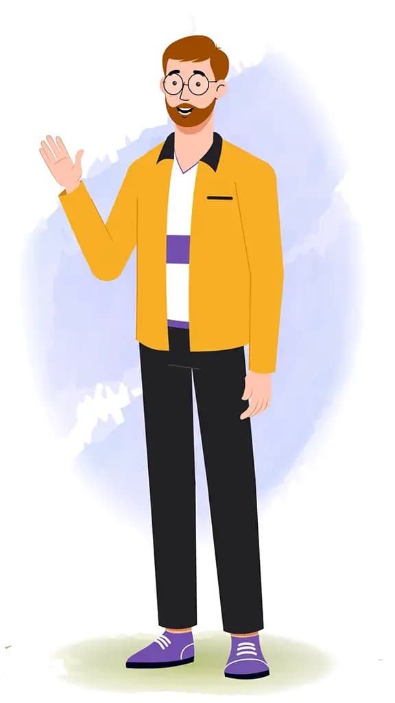 an employee vector animated cartoon character model-sheet aka ethan