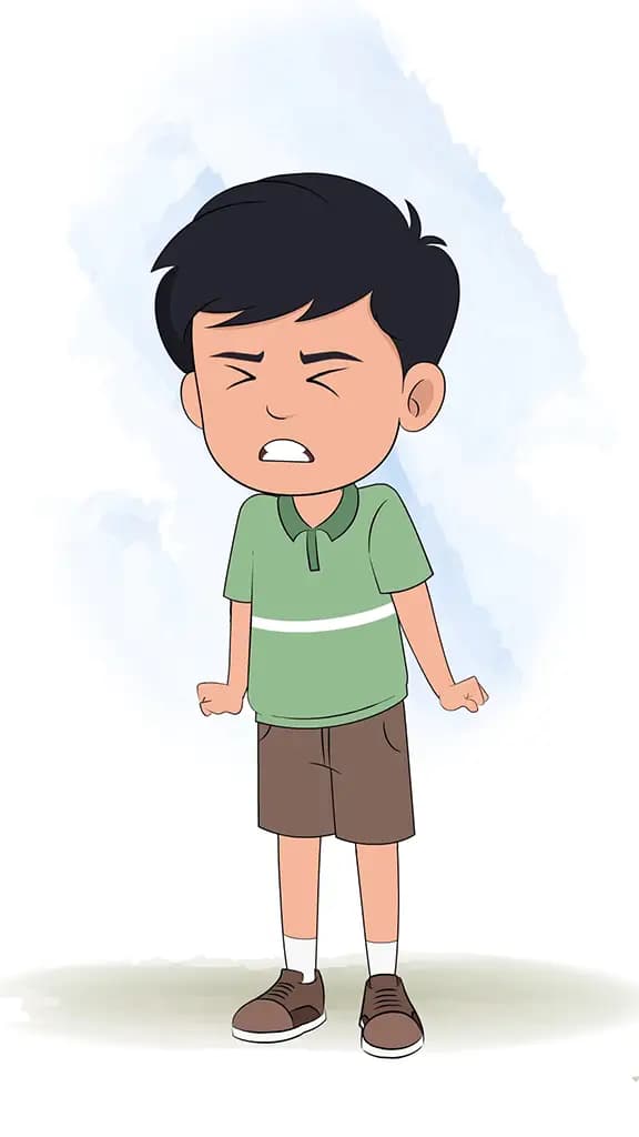 A cute Indian angry boy animated cartoon character aka ivaan 3/4